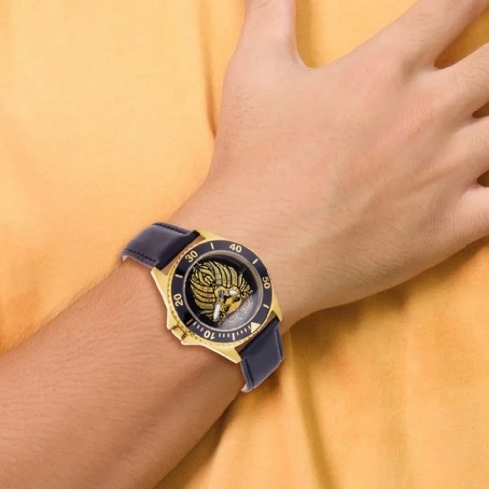 New Disney Adult Lion King Simba Gold-tone Black Leather Watch